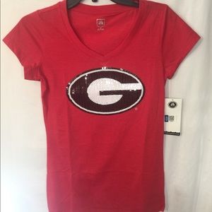 Genuine Georgia Bulldog College V-Neck Red T-Shirt